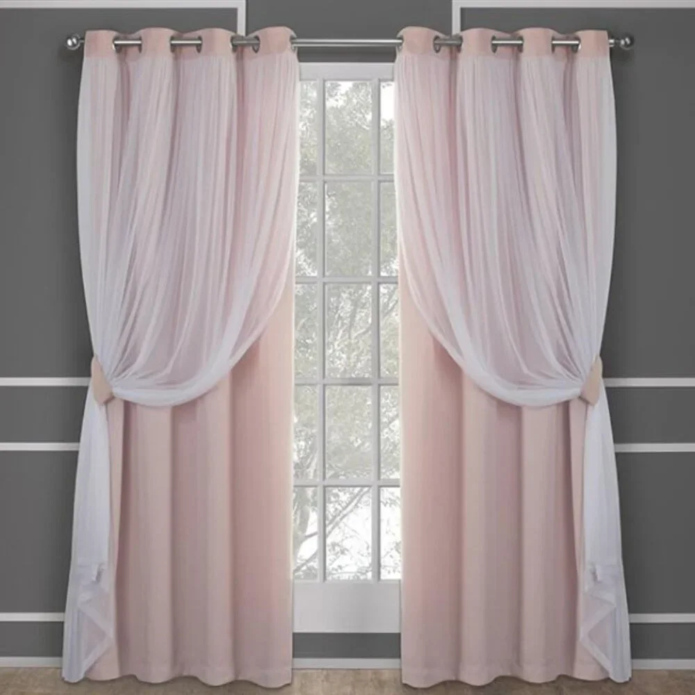 LUXE Talia Double Layer Indoor Curtains – Sheer & Blackout, 2 Panels, 52